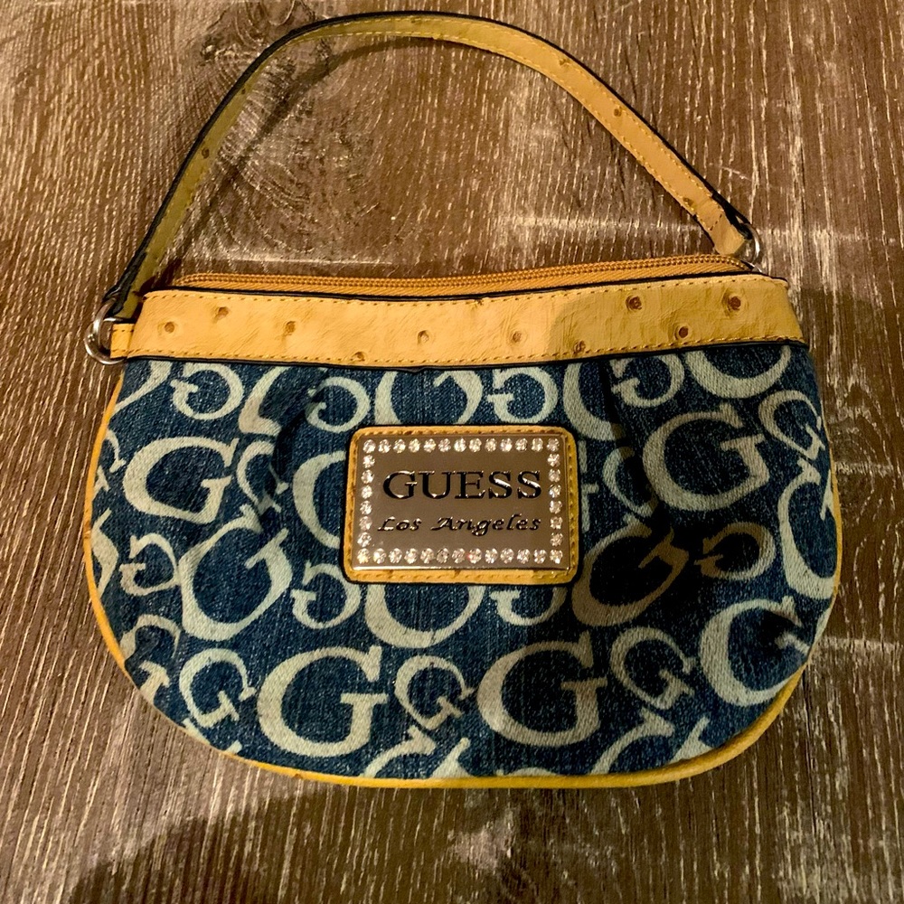 Small denim Guess purse, clutch style